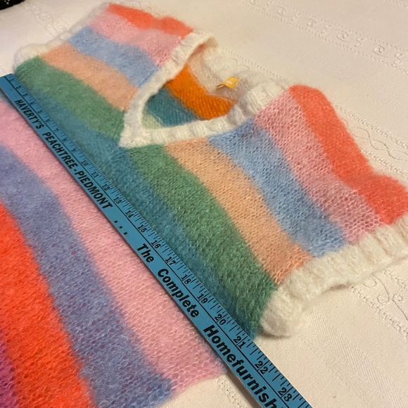Rose Carmine Mohair Blend Rainbow Knit Sweater Vest Fairy  Boho S/M Whimsica - Picture 12 of 14